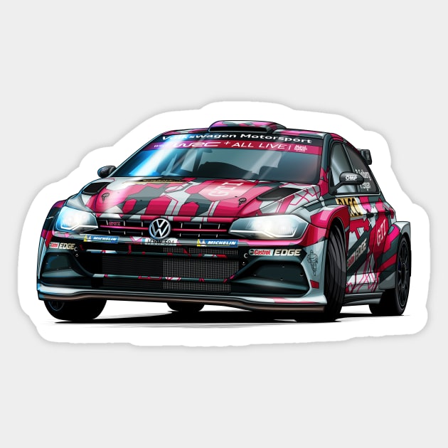 Petter Solberg R5 Rally Car Sticker by Mario Ramos Rally Art